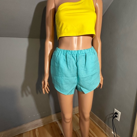 Vitamin A Tallows Linen Shorts Aqua EcoLinen Size XS NWT - Picture 7 of 9
